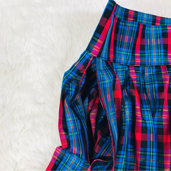 VINTAGE 90s Blue Red Plaid Midi Skirt Deadstock‎ Holiday Christmas Size 8 New - Picture 12 of 15